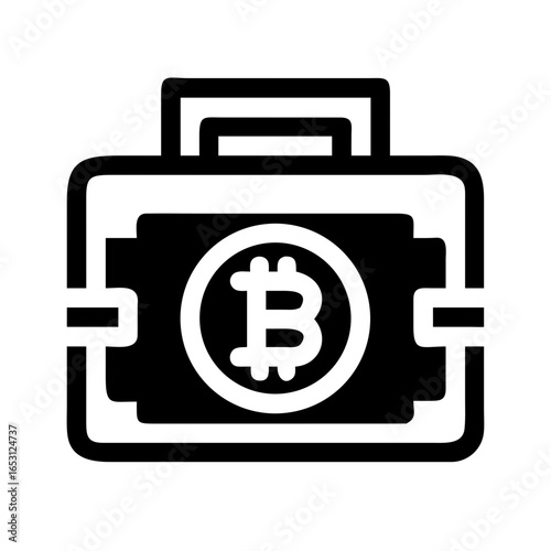 Briefcase with Bitcoin Symbol Icon Design | Digital Finance Vector Illustration