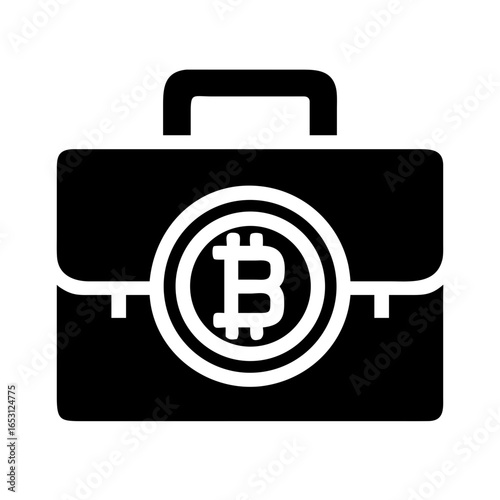 Briefcase with Crypto Bitcoin Logo Icon Design | Modern Cryptocurrency Vector Illustration