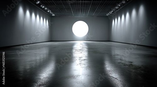 Empty Modern Hall with Bright Light