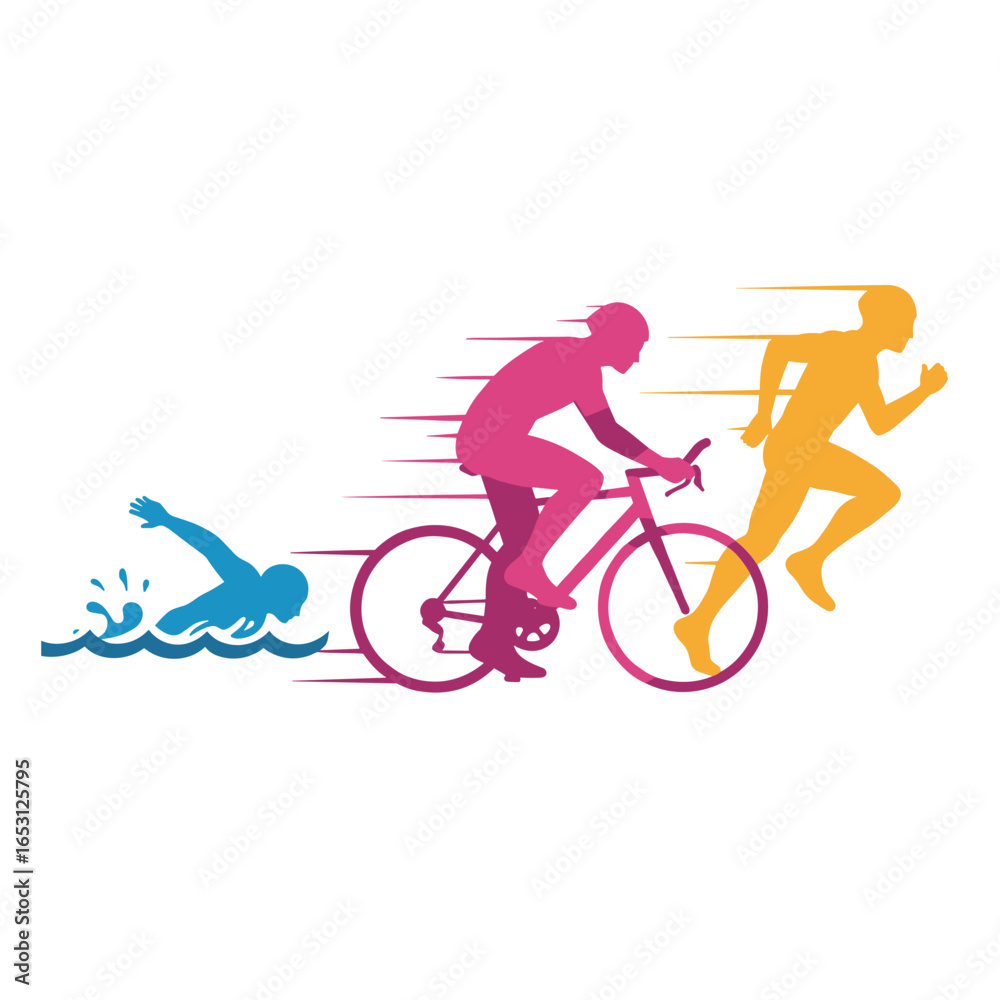Obraz premium vector editable triathlon poses for any graphic background