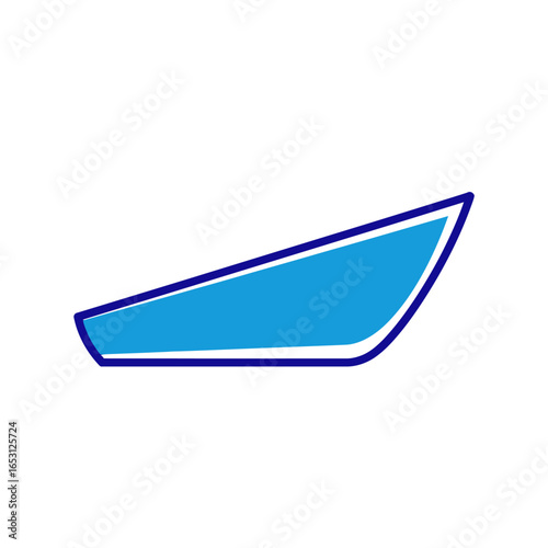 A simple, abstract blue geometric shape with a dark blue outline, tilted on a white background.
