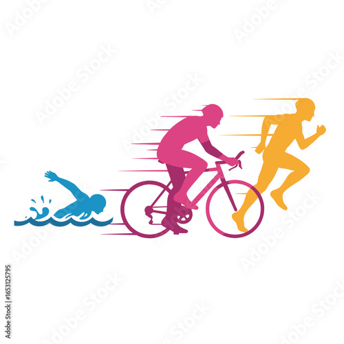  vector editable triathlon poses for any graphic background