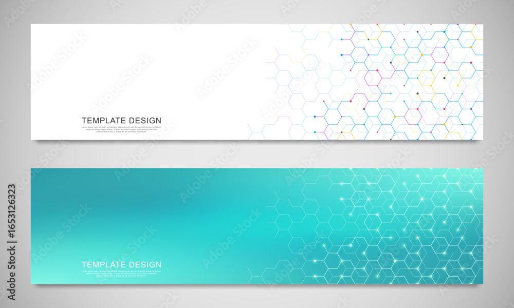 Abstract geometric background with hexagons shape pattern for banner or website header template