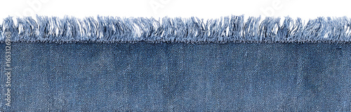 Frayed denim fabric edge