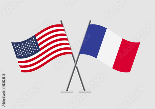 United States and France vector flags artwork with geometric balance