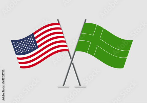 United States and Ladonia vector flags shown in mirrored diplomacy
