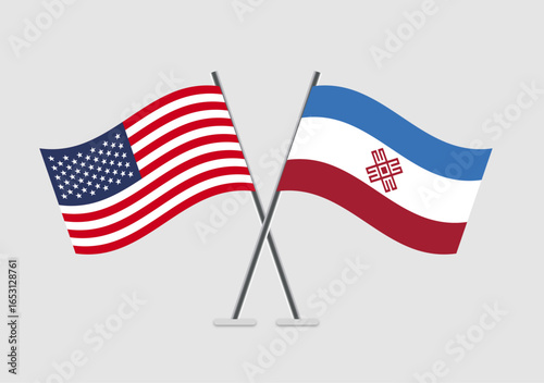 United States and Mari El vector flags graphic for political unity