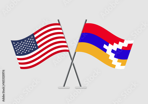 United States and Nagorno-Karabakh Republic vector flags image ideal for posters or prints