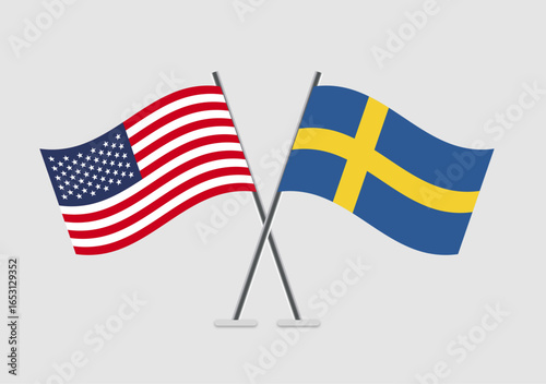 United States and Sweden vector flags vectorized for presentation