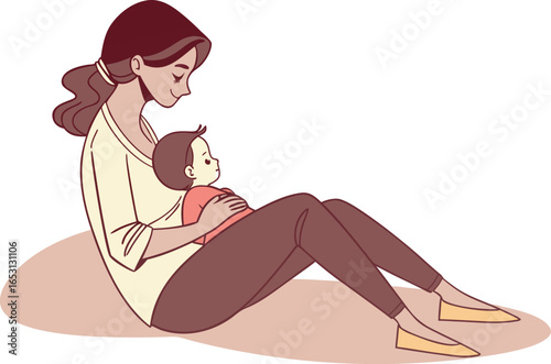 Mother with Breast Milk. Female Lactation and Motherhood. Woman Nursing a Baby. Breastfeeding and Nourishment. Motherly Care and Milk. Female Body and Milk