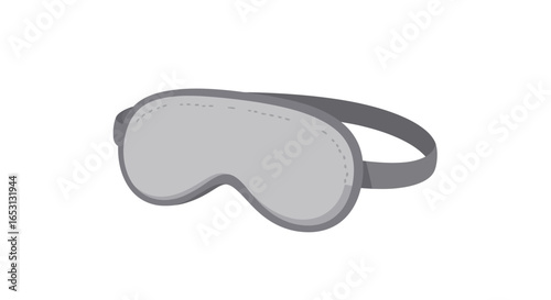 Grey sleep mask illustration representing rest and relaxation. Concept of peaceful slumber with an eye cover accessory for travel and blocking light.