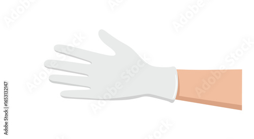 A clean hand wearing a pristine white protective glove, an essential item for hygiene, safety, and various professional applications including medical examinations and sterile environments.