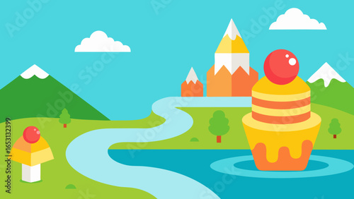 Cartoon Food Landscape Edible Scenery Whimsical Delicious World Art