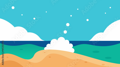 Fantasy Coastal Scene Where the Ocean is Carbonated and Sparkling