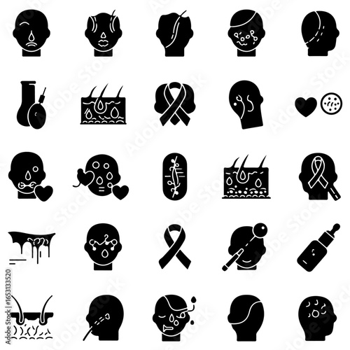 Melanoma Silhouette Icon Set – Medical Skin Cancer Awareness Vector Icons (SVG, PNG)