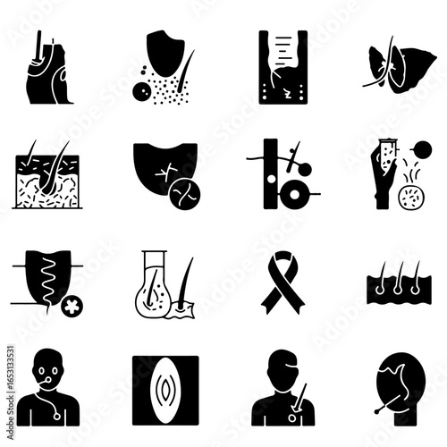 Melanoma Silhouette Icon Set – Medical Skin Cancer Awareness Vector Icons (SVG, PNG)