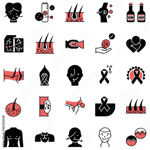 Melanoma Silhouette Icon Set – Medical Skin Cancer Awareness Vector Icons (SVG, PNG)