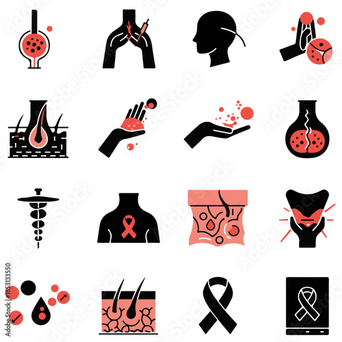 Melanoma Silhouette Icon Set – Medical Skin Cancer Awareness Vector Icons (SVG, PNG)