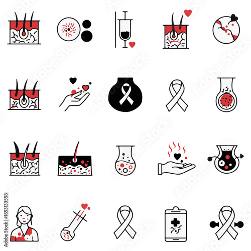Melanoma Silhouette Icon Set – Medical Skin Cancer Awareness Vector Icons (SVG, PNG)