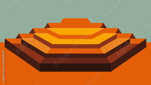 Flat Vector Illustration of an Open Pit Mine Industrial Mining Landscape