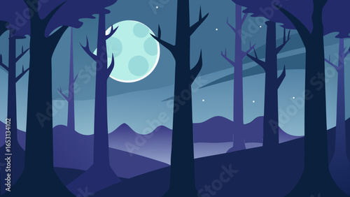 Fantasy Forest Trees Captured Solidified Clouds Mystical Landscape Illustration