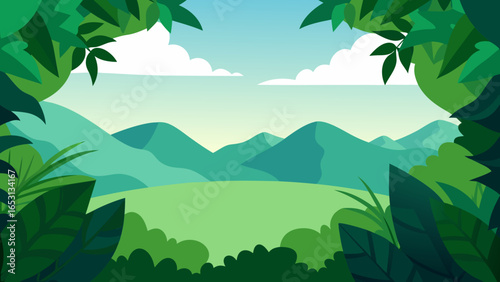 Elegant Green Leafy Frame Botanical Border for Organic Design Elements