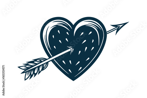 Pierced Heart Vector, Decorative Arrow Icon, Symbol of Love, Valentine Shape