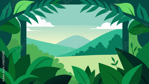 Lush Green Leaves and Plants Border Design Botanical Frame for Nature Graphics