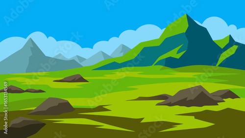 High Altitude Landscape Rocky Tundra with Patchy Snow