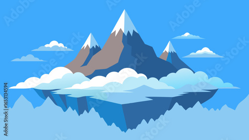 Stunning Landscape Above the Clouds Mountain Tops View