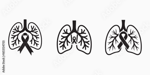 Lung Cancer Awareness Ribbon Support, Prevention, and Hope, Lung with ribbon  for Anti-Smoking and Medical Campaign