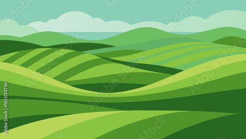 Conceptual Landscape of Endless Rolling Hills Made of Fabric