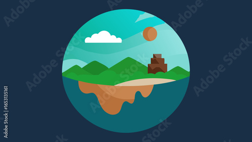 Conceptual Landscape on Interior Surface of a Sphere