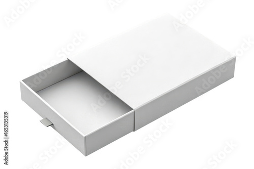 White slide open box isolated on transparent background