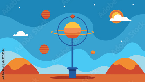 Conceptual Landscape with Weather Controlled by Giant Machine