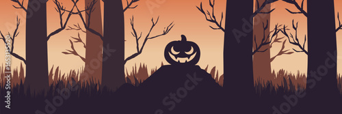 Evil pumpkin on a hill for a high-impact Halloween horror event poster