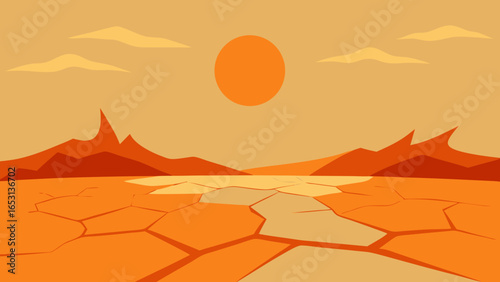 Parched Cracked Desert Floor Stretching to the Horizon Arid Landscape
