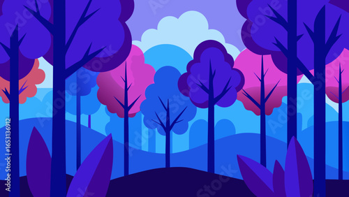 Perpetually Autumnal Forest with Golden Red Orange Leaves All Year