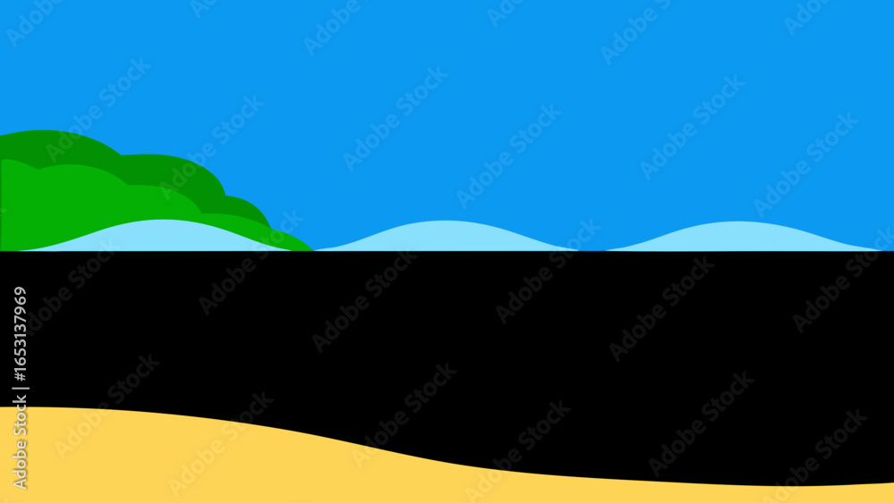 Obraz premium Experience a Tropical Beach with Contrasting Black Volcanic Sand