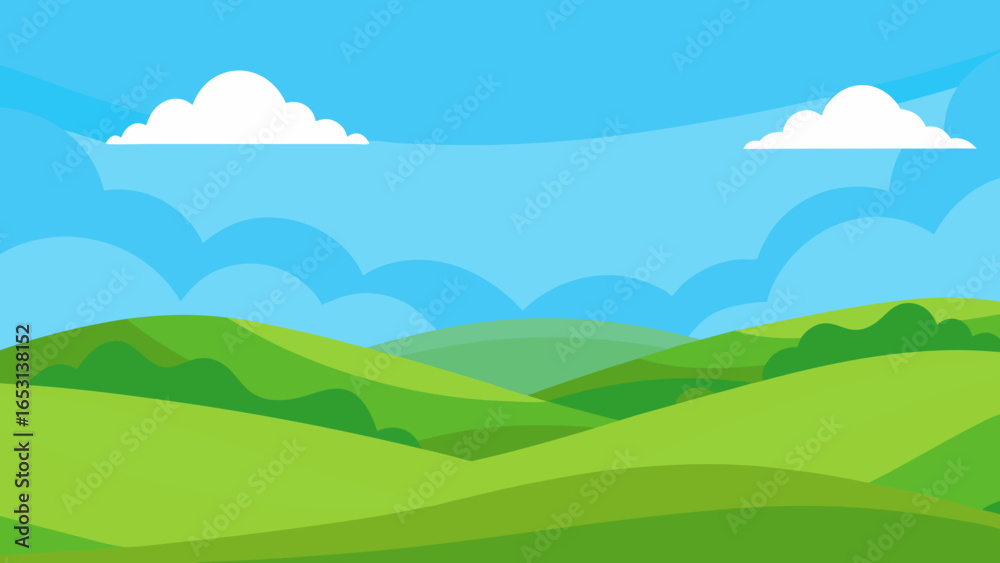 Fototapeta premium Stunning vast expanse of rolling green hills under a bright blue sky