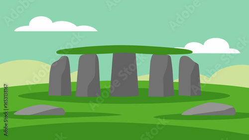 Timeless vector drawing of an ancient stone circle like Stonehenge