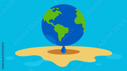 A surreal world where the ground is a thick liquid surface