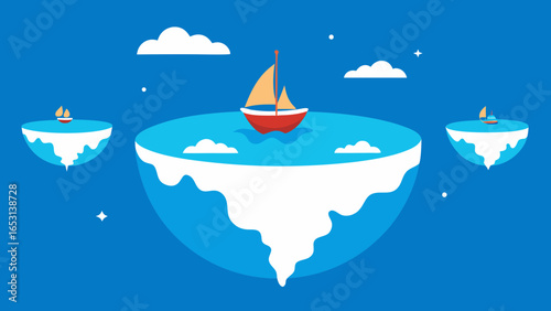 A fantastical world where the sea is held in the sky by surface tension