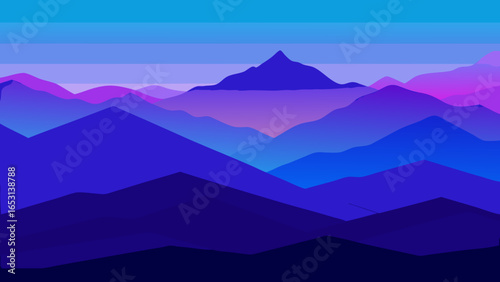 Beautiful layers of blue and purple mountains fading into a gentle haze