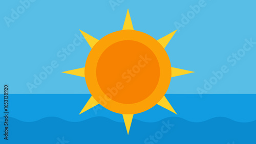 Beautiful sun reflection shimmering brightly on the tranquil water surface