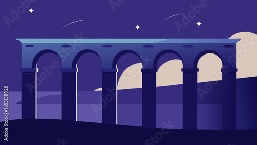 Grand ruins of a colossal ancient aqueduct standing majestically