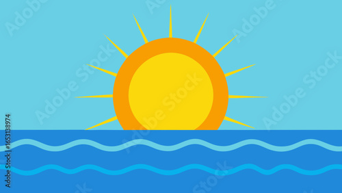 Radiant sun reflection shimmering brightly on the tranquil water surface