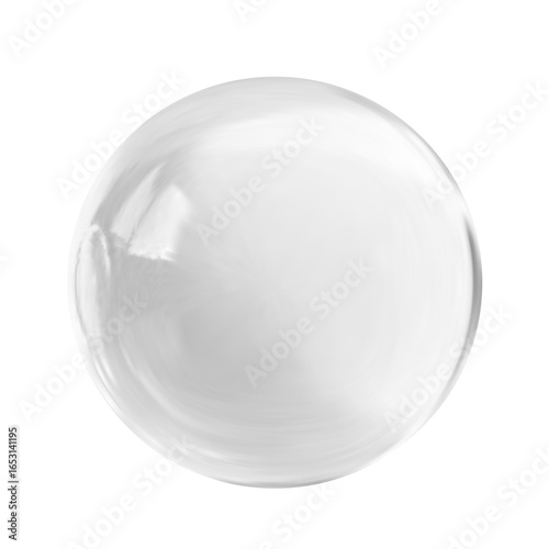Realistic glossy glass ball.Abstract 3D light bubble with glare.Geometric abstract shape.