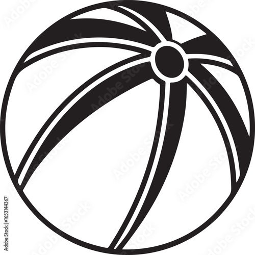 Black and White Beach Ball Illustration