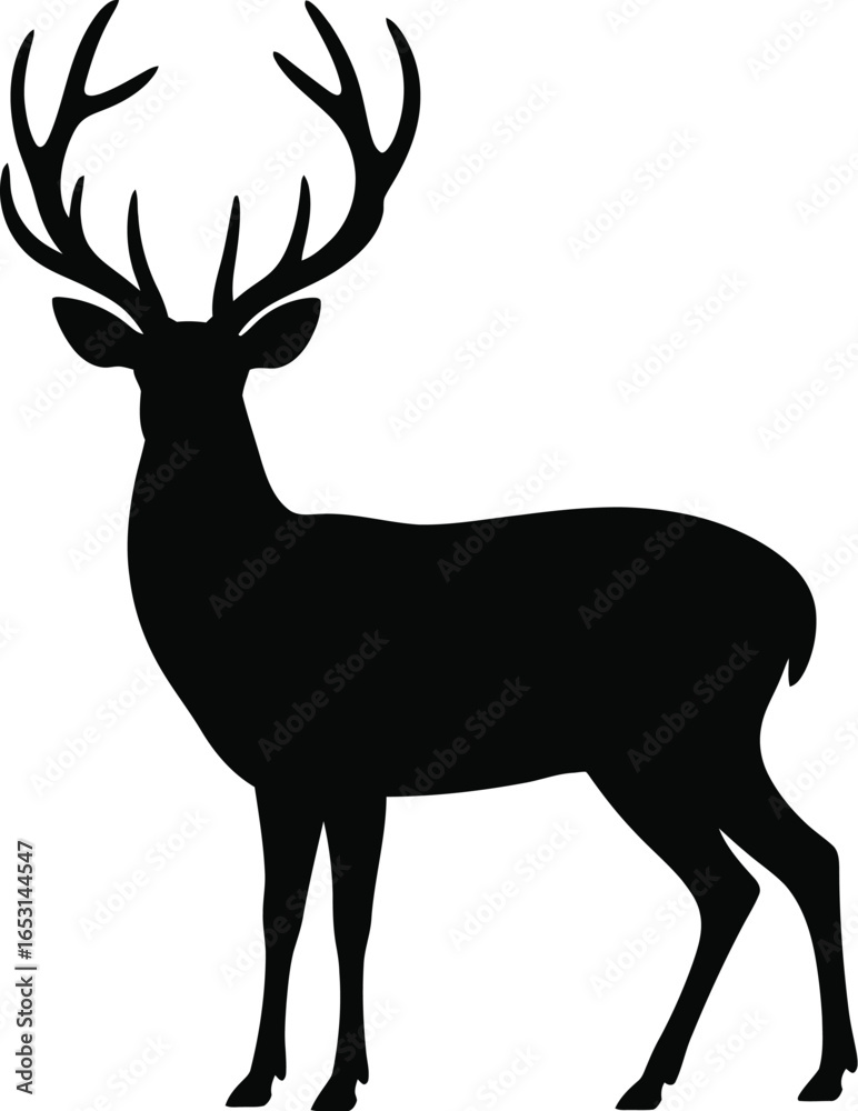 Obraz premium Majestic stag silhouette deer black